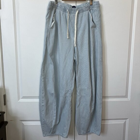 Gap Horseshoe Easy Jeans Womens L Tall Railroad Stripe Drawstring Waist Barrel - Picture 2 of 14